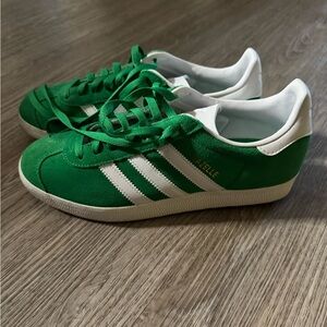 Adidas Green and White Sneakers
